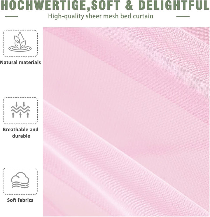 Hausbett Himmel Set 2-TLG - Betthimmel 150x350cm für Kinderbett Deko - Aus Atmungsaktivem Musselin m