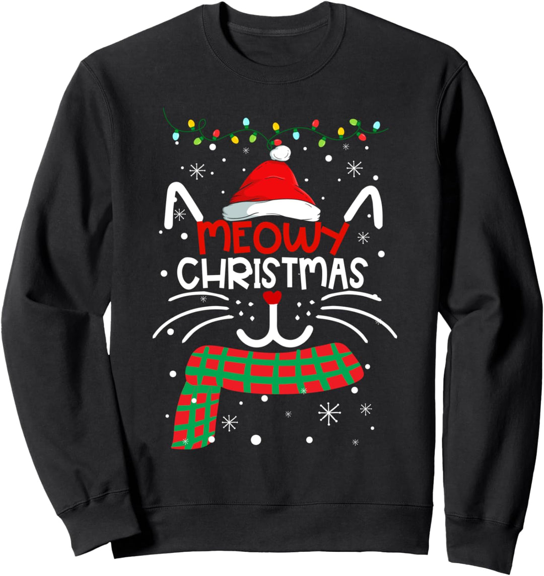 Meowy Christmas Weihnachten Katzen Deko Pyjama Katze Xmas Sweatshirt