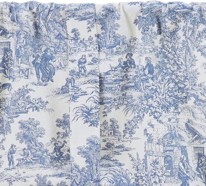 Ellis Curtain Victoria Park Toile Raffgardine für Fenster, Blau H61 x B152.4 cm (1er Pack) Blau, H61