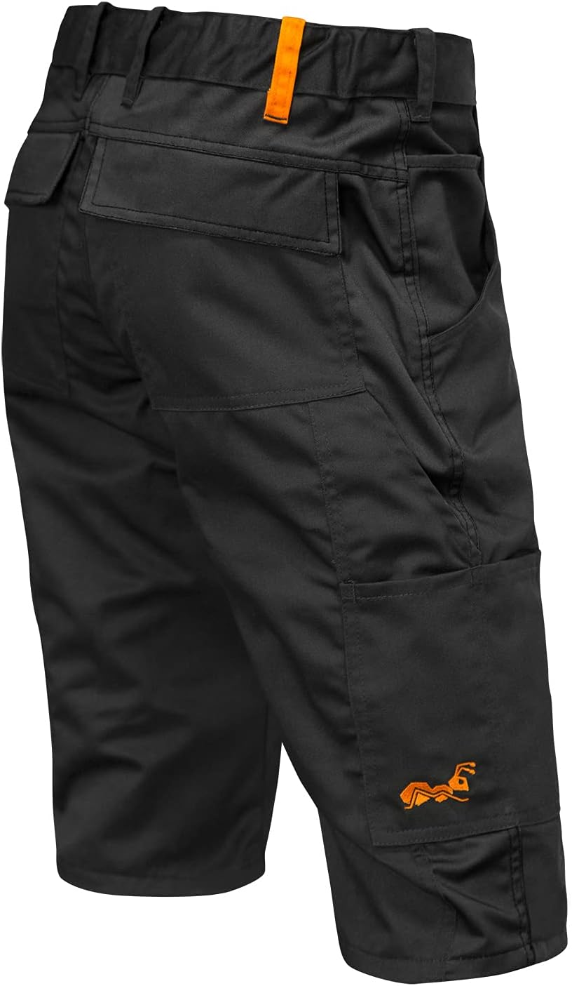 strongAnt Shorts Stretch Berlin Pro Herren Sommer Arbeitshose kurz Cargo Outdoor Grau-Shwarz-Weiss 4
