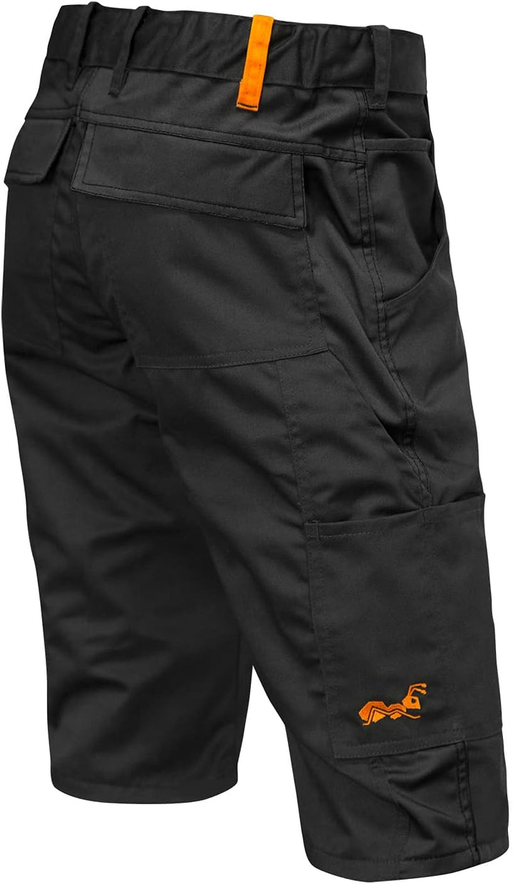 strongAnt Shorts Stretch Berlin Pro Herren Sommer Arbeitshose kurz Cargo Outdoor Grau-Shwarz-Weiss 4