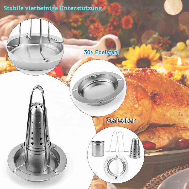 Hähnchenbräter 1 Stück Hähnchenhalter Grill Hähnchengrill aus Edelstahl Geflügelbräter für Backofen