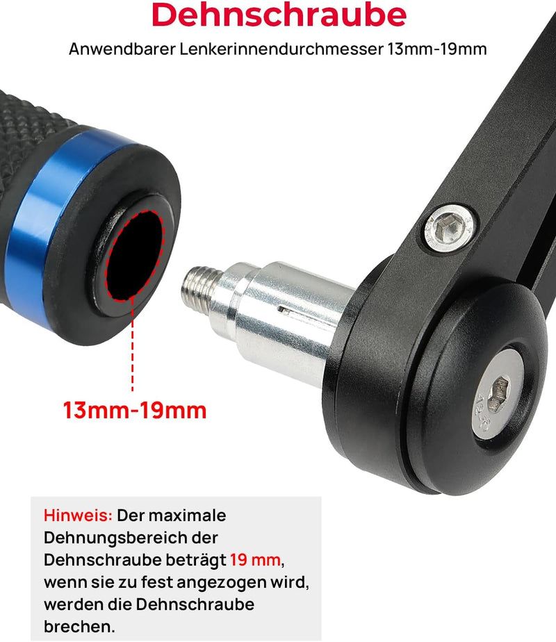 KEMIMOTO Lenkerendenspiegel Motorrad, 2 Stück Motorrad Spiegel Rückspiegel E-geprüft, 360°drehbarer
