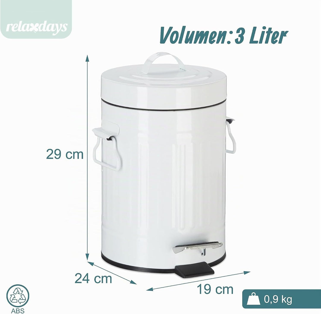 Relaxdays Treteimer Vintage, Abfalleimer für Küche oder Bad, aus Metall, mit Tretfunktion, Kosmetike