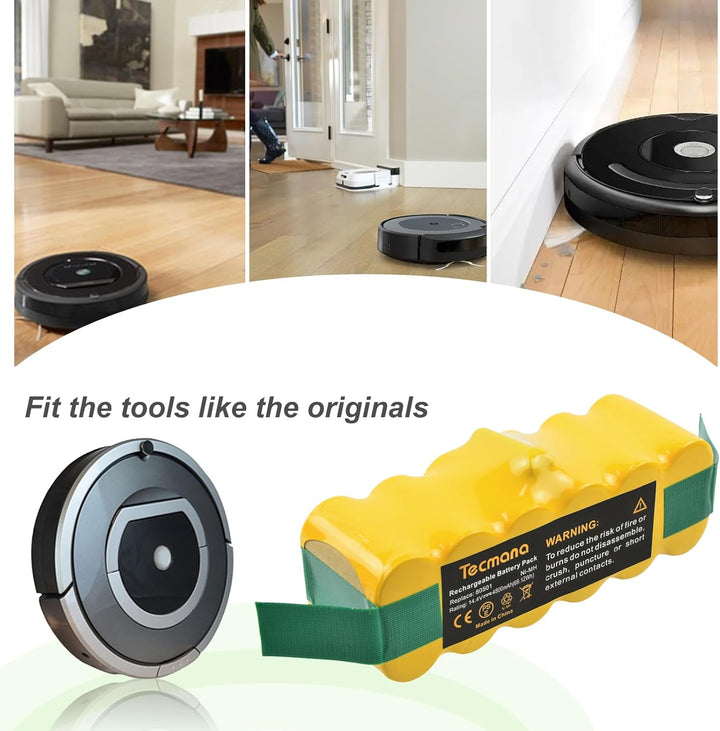 Tecmana 14.4V 4.5Ah Ersatzakku Kompatibel mit iRobot Roomba 500 600 700 800 R3, 531 555 581 595 620