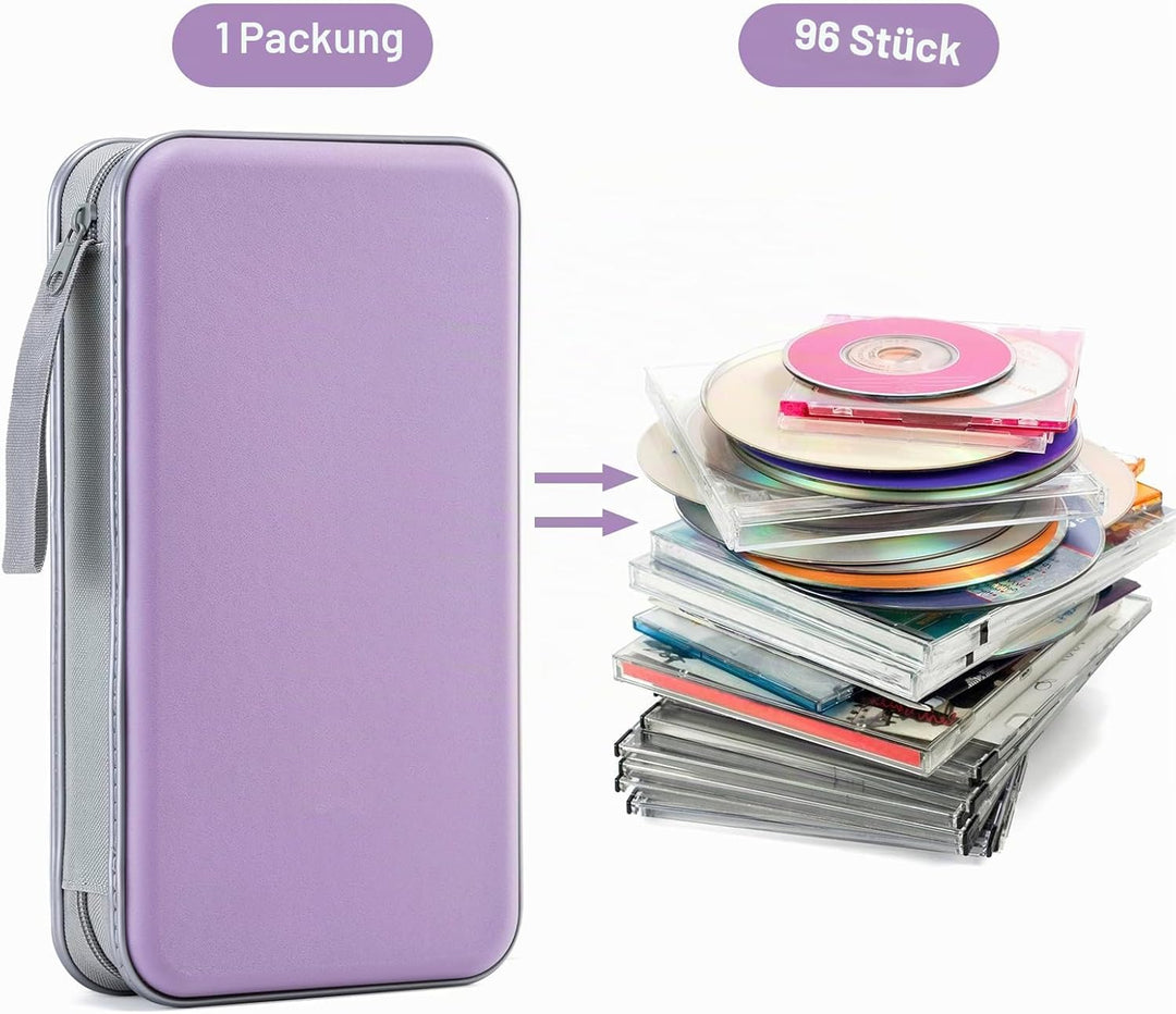 LIOVODE DVD-Tasche,96 Kapazität CD-Hülle Halter Lagerung Veranstalter Hartplastik Schutz Disc-Geldbö