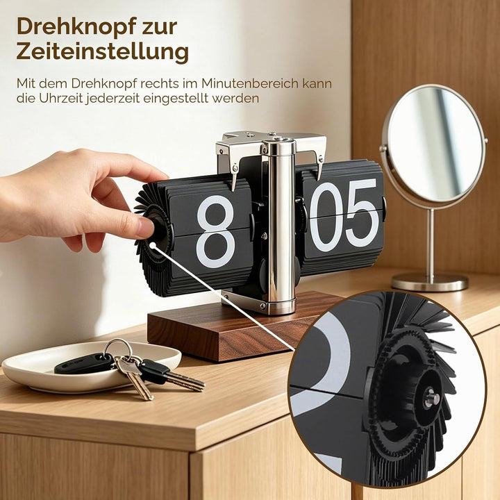 Retro Flip Vintage Schreibtisch Tisch Uhr, mechanische Auto Flip Schreibtisch Uhr grosse Anzahl 24H