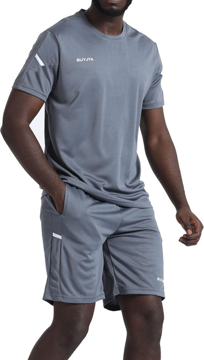 BUYJYA Herren Workout Kleidung Athletic Shorts Set 3er Pack für Basketball Fussball Training Laufen