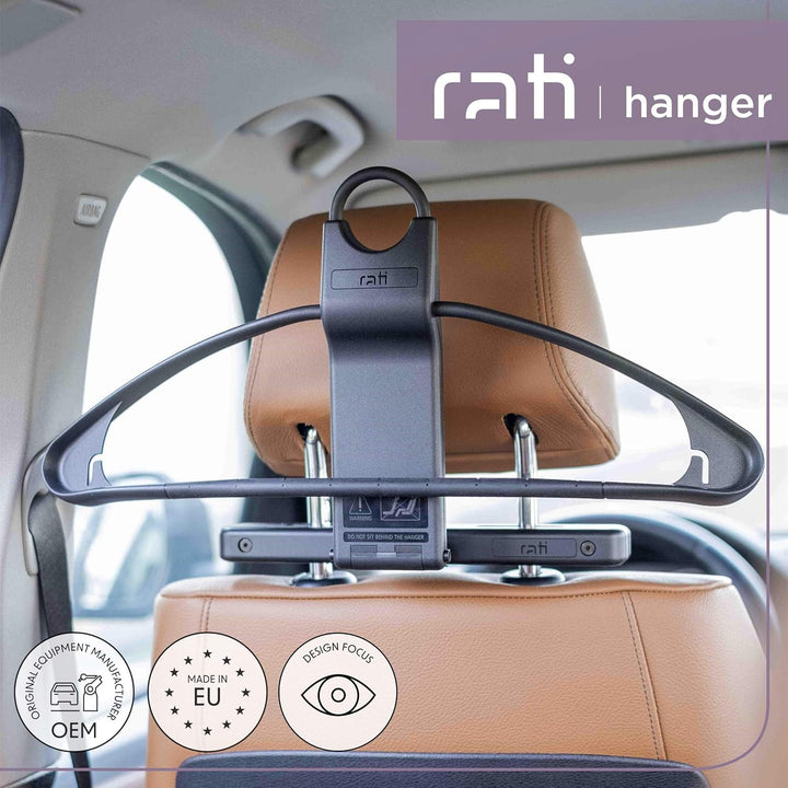 Rati Hanger Smarter Autokleiderbügel, Kleiderbügel, Jackenhalter für Kopstütze, KFZ Kleiderbügel