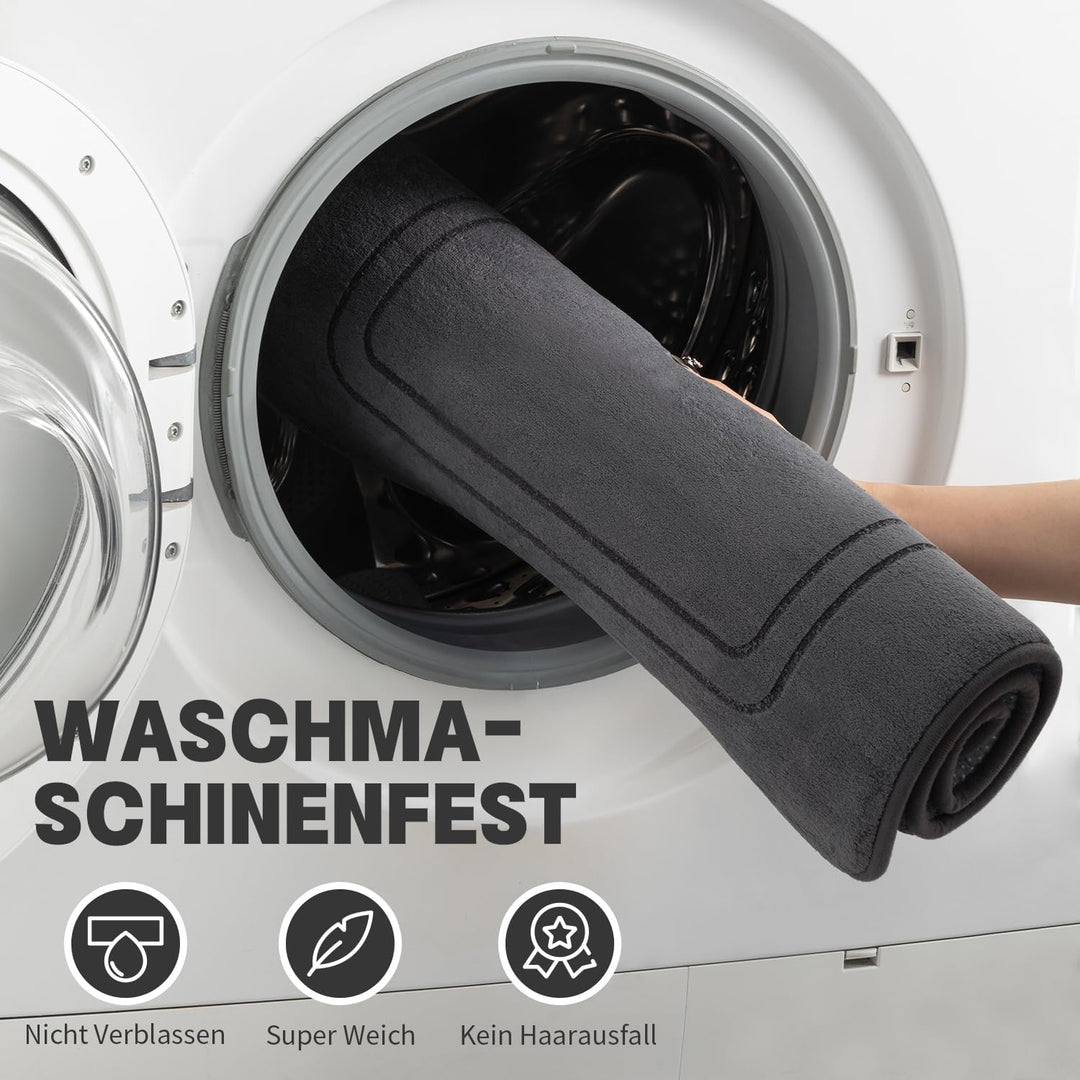 chakme Badezimmerteppich Set 3 Teilig, Weiche Memory-Schaum Badematte und U Förmige wc Vorleger, Bad