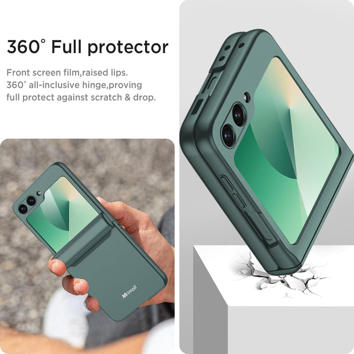 Miimall Kompatibel mit Samsung Galaxy Z Flip 6/Flip7 FE Hülle mit Scharnierschutz Magnetischer [Exte