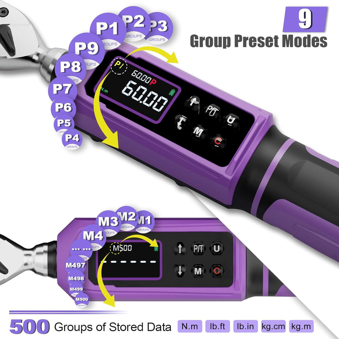 ANPUDS Digitaler Drehmomentschlüssel 3/8 Zoll, 0.9-60Nm Drehmomentschlüssel Fahrrad, Drehmomentschlü