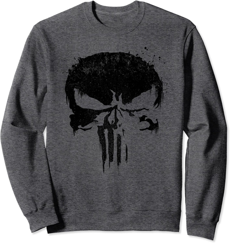 Marvel Punisher Black Paint Splatter Skull Sweatshirt