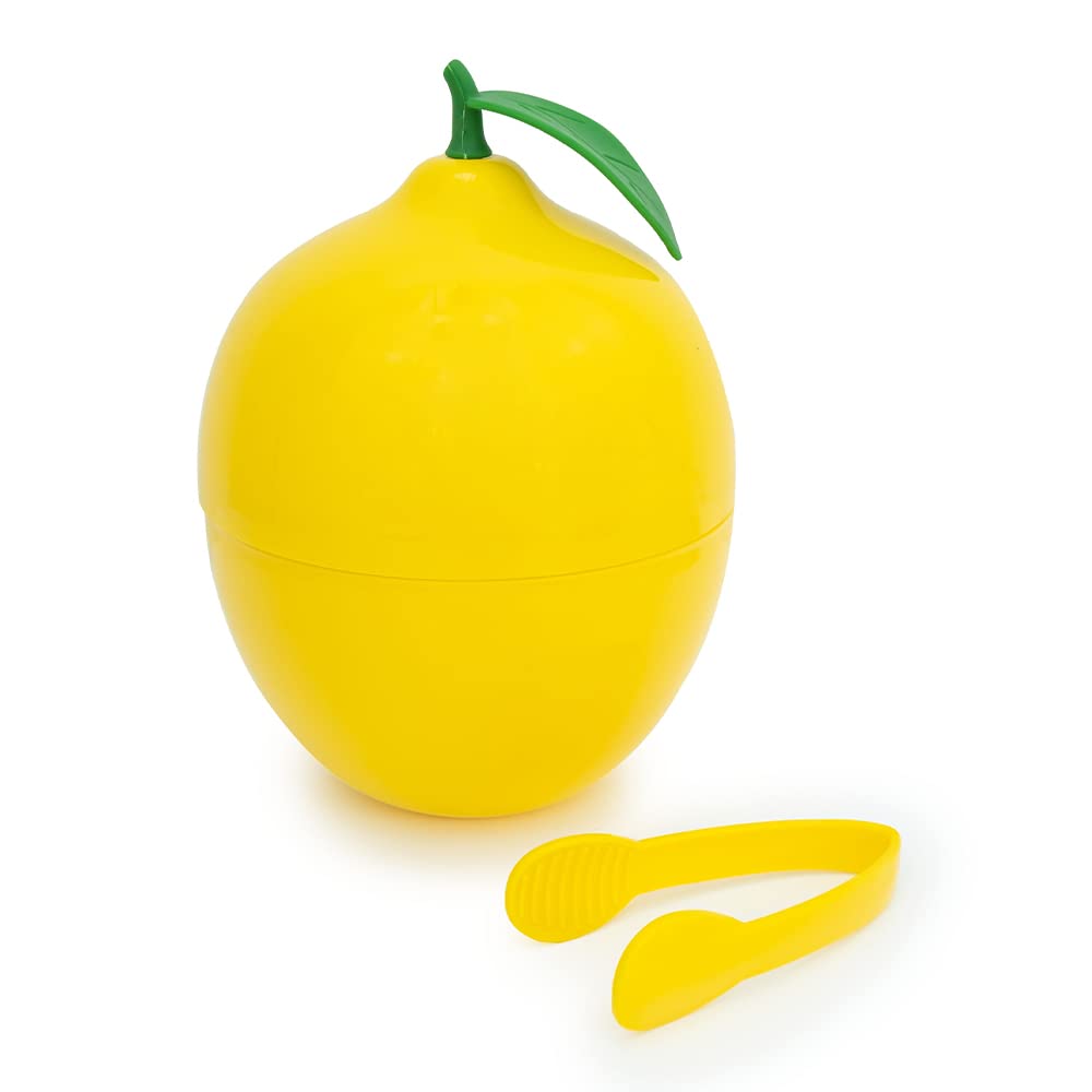 CÉCOA • Eiswürfeleimer Zitrone • 750 ml • doppelwandig luftdicht • mit Deckel + Zange • Eiskübel Des
