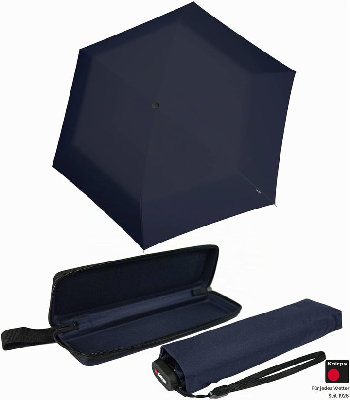 Knirps Taschenschirm US.050 Ultra Light Slim Manual im Etui - Navy Navy mit Etui, Navy mit Etui