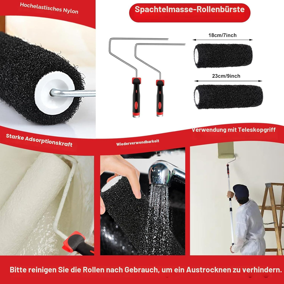 Trockenbau-Klingen-Set mit Koffer, 25 cm, 40cm, 60cm und 80cm, Edelstahl-Klingen, Verbundrollen, 70