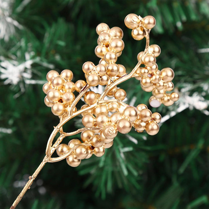 TOYANDONA 12er-Pack Weihnachtsbeeren- Künstliche Beerenzweige Goldfarben Weihnachtsbaum-Ornament Hei