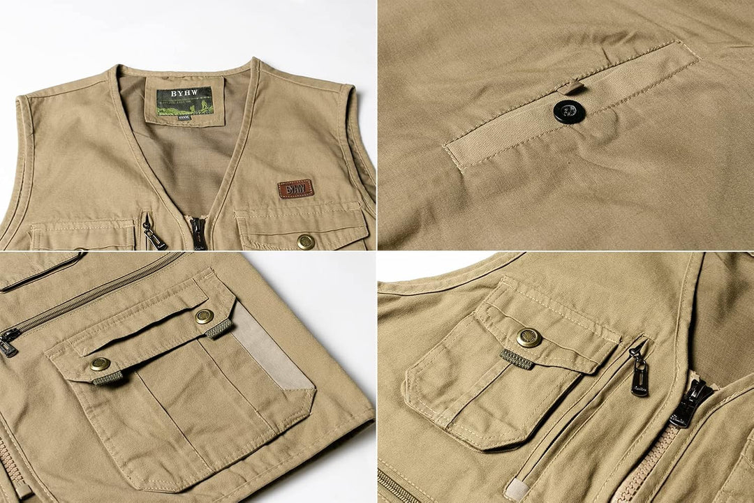 Oralidera Herren Outdoor Weste Freizeit Jacke Leicht Safari Weste mit Reissverschluss Jagd und Angle