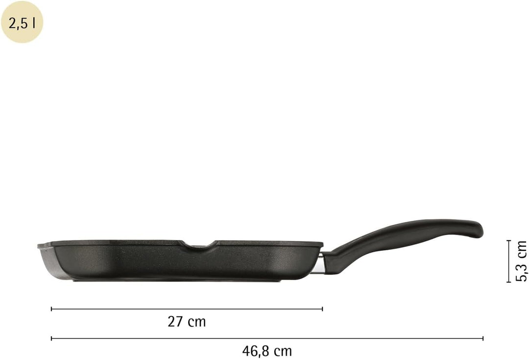 WMF Grillpfanne 27x27 cm mit Ausguss, Aluminium beschichtet, Steakpfanne ideal zum knusprigen Braten