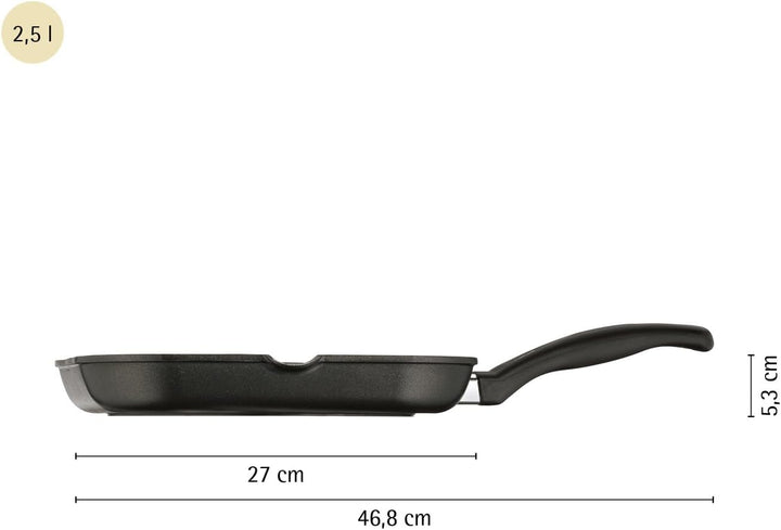 WMF Grillpfanne 27x27 cm mit Ausguss, Aluminium beschichtet, Steakpfanne ideal zum knusprigen Braten