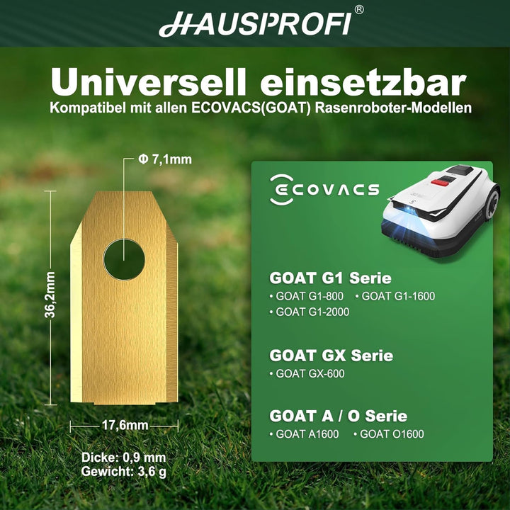 HAUSPROFI 30x Titan Ersatzklingen Ersatzkmesser für ECOVACS GOAT Mähroboter, DIN EN 50636-2-107 gepr