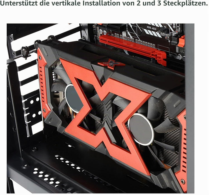 ASHATA Vertikale GPU-Halterung, PCI E 3.0 X16 Grafikkarte, VGA Unterstützung, Halterung für ATX PC G