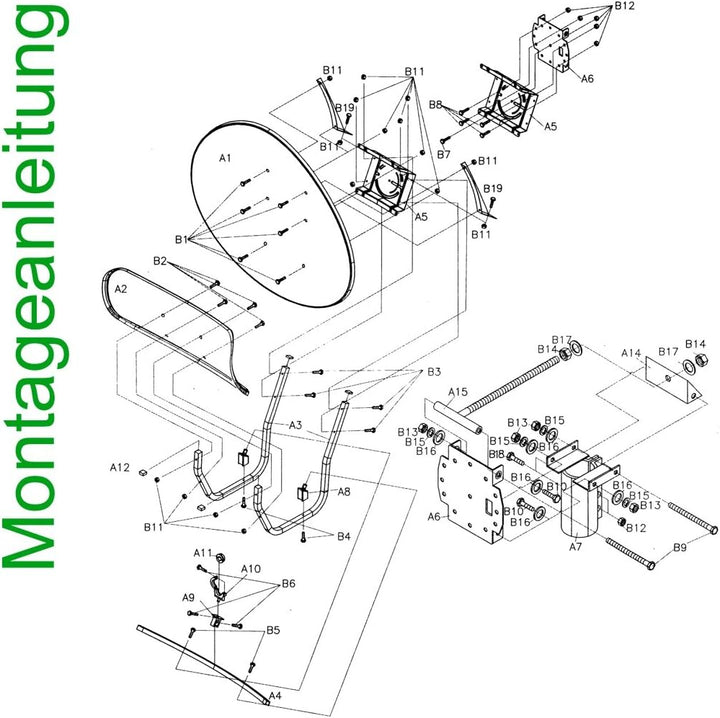 Satspiegel Toroidal (Wavefrontier) T90 P - dunkelgrau - Multifocus Antenne - inkl. 5 Stück LNB Halte