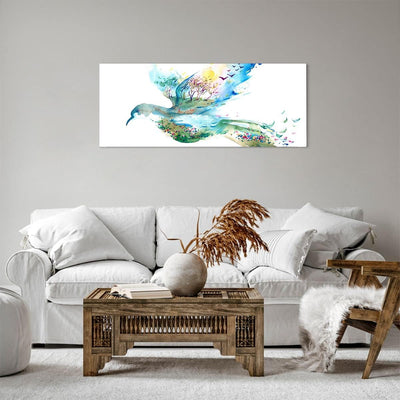 Panorama Bilder auf Leinwand 100x40cm Leinwandbild Abstraktion Vogel Natur Bewegung Gross Wanddeko B