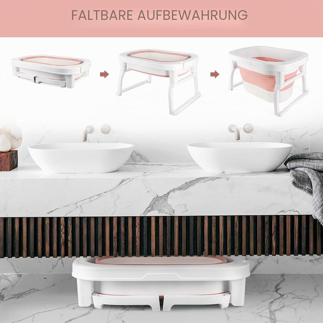 Supfine Faltbare Babybadewanne Mit Badewannensitz - Für Mädchen Oder Jungen - Von Der Geburt Bis 3 J