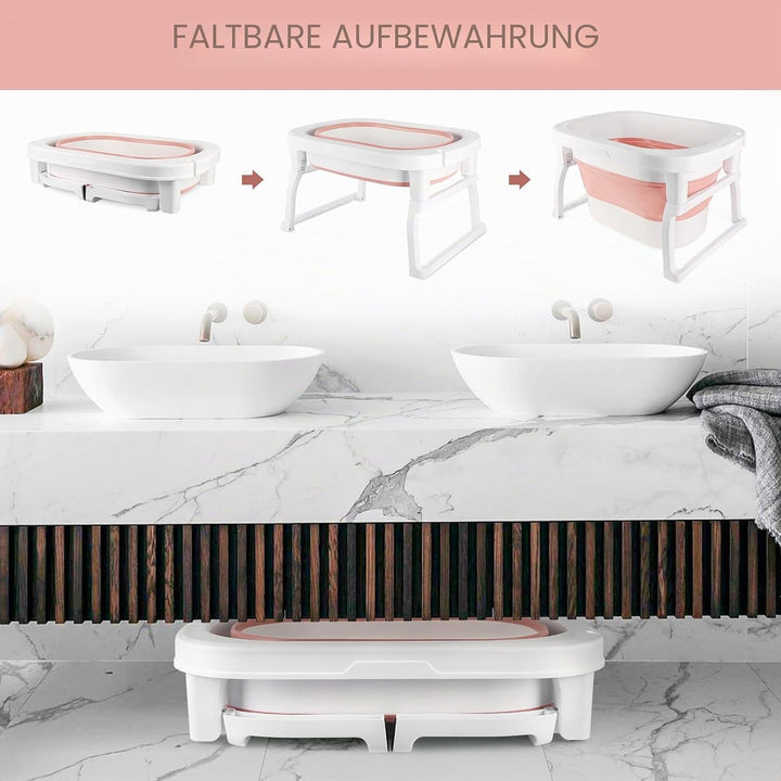 Supfine Faltbare Babybadewanne Mit Badewannensitz - Für Mädchen Oder Jungen - Von Der Geburt Bis 3 J