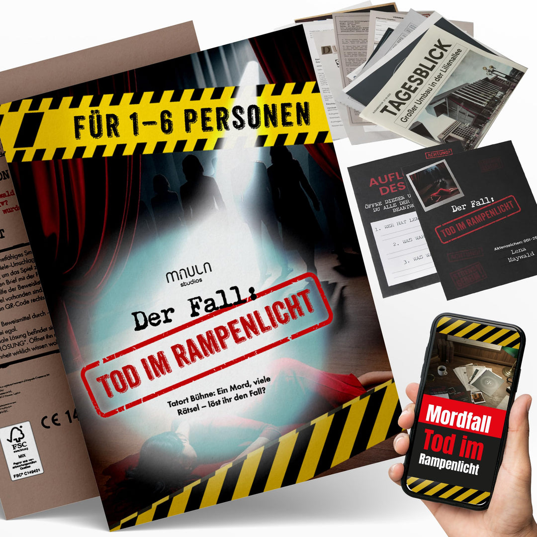 Krimispiel „Der Fall: Tod im Rampenlicht“ – Mordfall lösen & Beweise analysieren – Ermittlerspiel mi