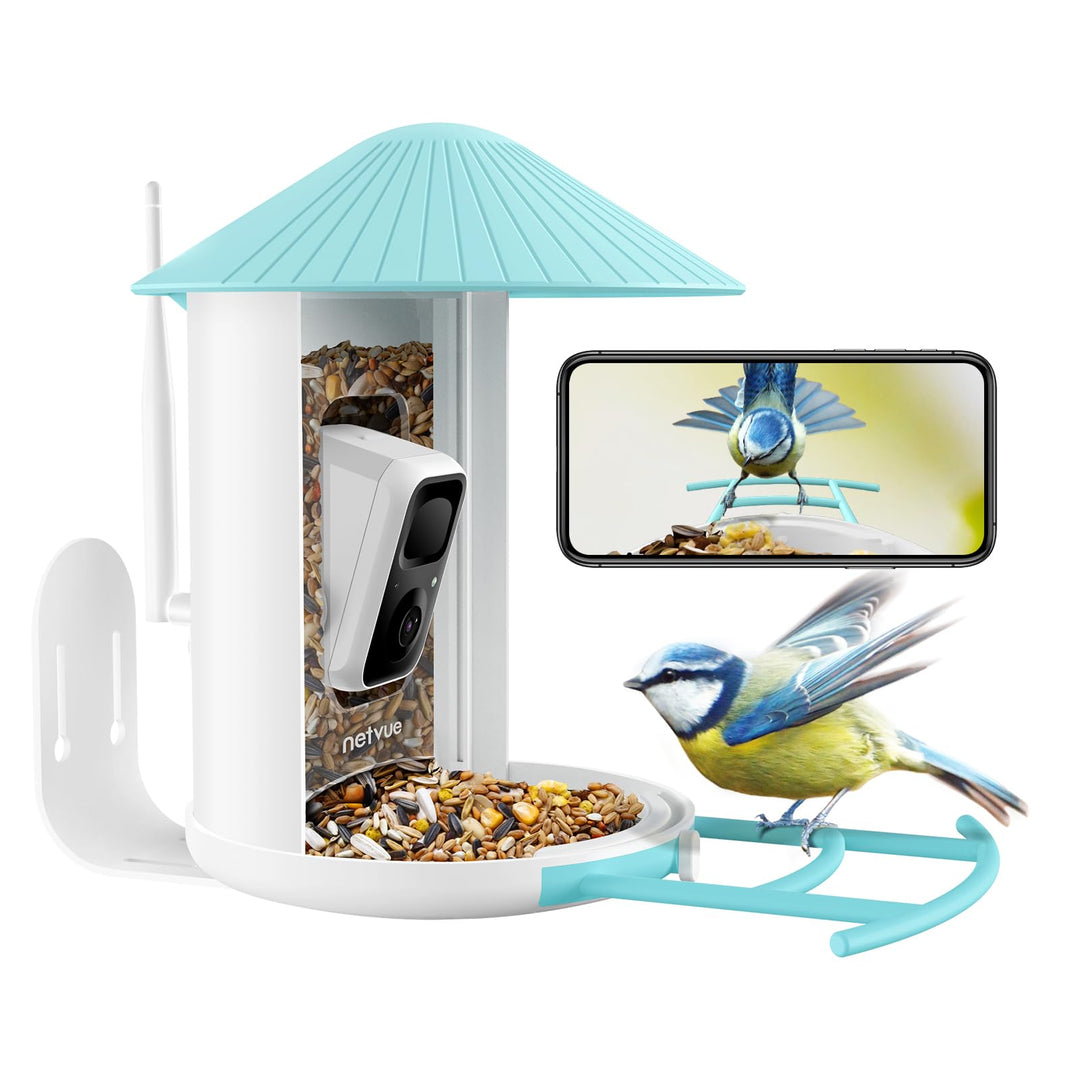 NETVUE Birdfy Vogelhaus mit Kamera, Vogelfutterstation, Futterstationen für Wildvögel, Vogelfutterha
