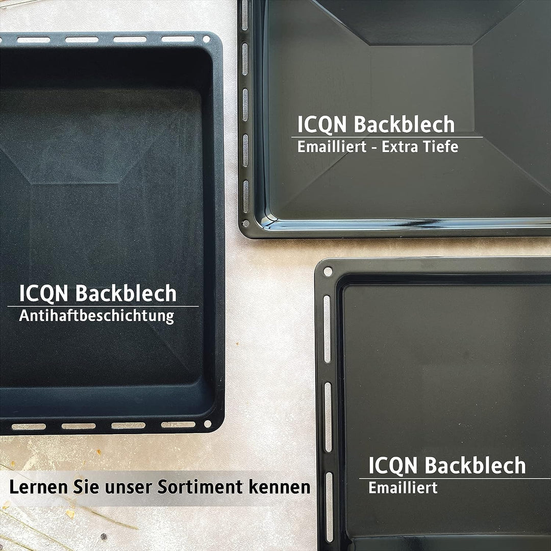 ICQN 460 x 370 x 30 mm Backblech Set, Passend für Bosch Neff Constructa, 2er Emaillierte Fettpfanne