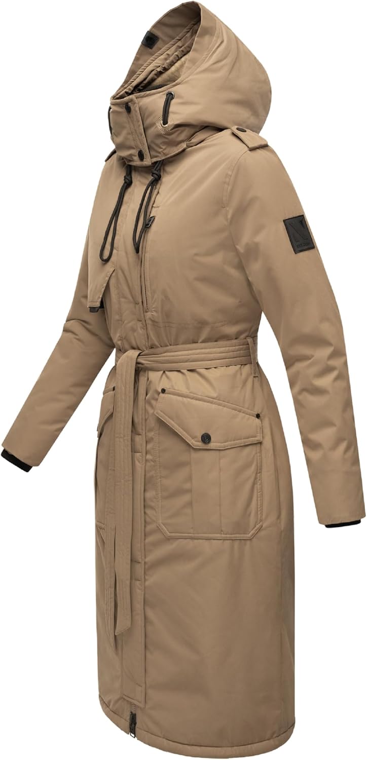 Navahoo Damen Wintermantel Warmer Parka lang mit hohem Kragen und weicher Kapuze Hokulanii XS-XXL XS