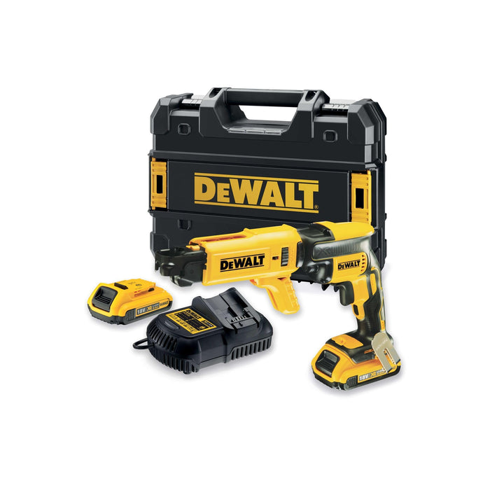 DeWalt Schnellbauschrauber mit Magazinvorsatz (2,0 Ah XR Akku, 18 Volt, bürstenlos, leicht und kompa