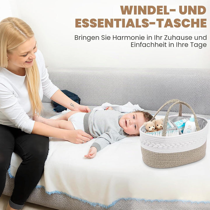 Zorplex Baby Windel Caddy Organizer, Wickeltisch Aufbewahrungskorb mit grossen Fächern und Griffen,