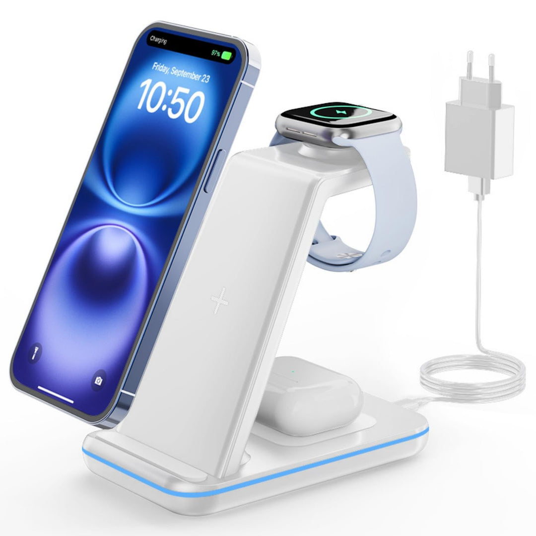 GEEKERA Wireless Charger, 3 in 1 Induktive Ladestation für iPhone Air/17/16/15/14/13/12/11/Pro Max,