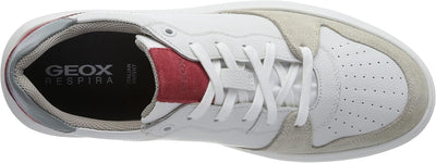 Geox Herren U Deiven Sneaker 43 EU White Dk Red, 43 EU White Dk Red