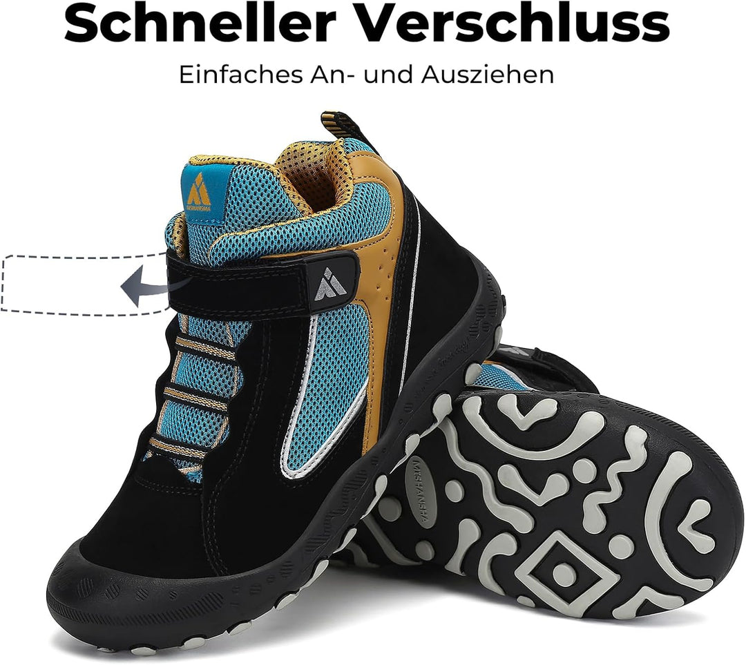 Mishansha Kinder Wanderschuhe Trekking Wanderstiefel Outdoor Trekkingschuhe 28 EU Verkehr Schwarz, 2