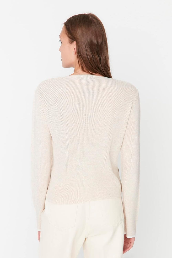 Trendyol Damen Twoaw23kz01683/Taş Sweatshirt, Stone, S