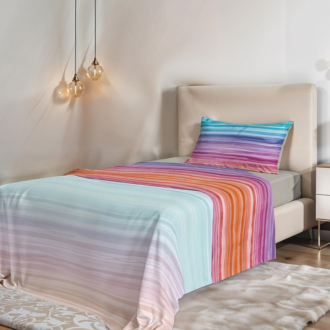 Fantasy Italian Bed Linen Bettwäsche, Rainbow, Kleine doppelte, Mikrofaser, Regenbogen Rainbow Klein