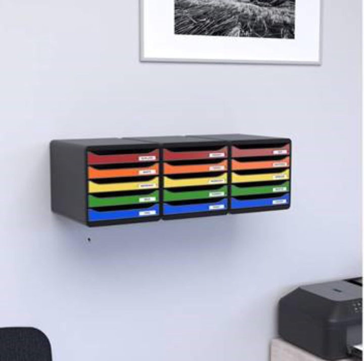 Exacompta 3094296D Premium Ablagebox mit 5 Schubladen für DIN A4+ Dokumente. Belastbare Schubladenbo