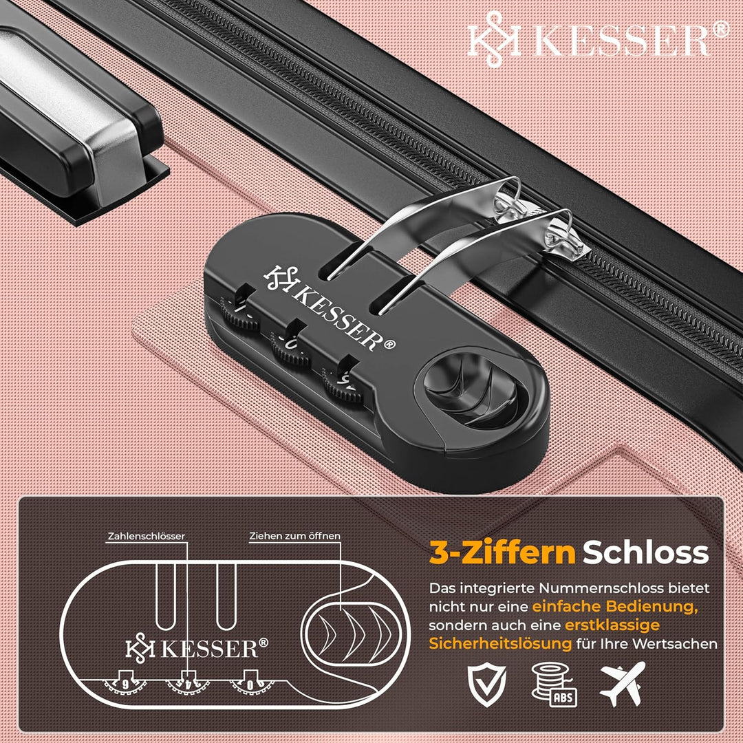 KESSER® Handgepäck Reisekoffer 55L Hartschalen-Koffer Inkl. Kofferwaage + Gepäckanhänger | Trolley G