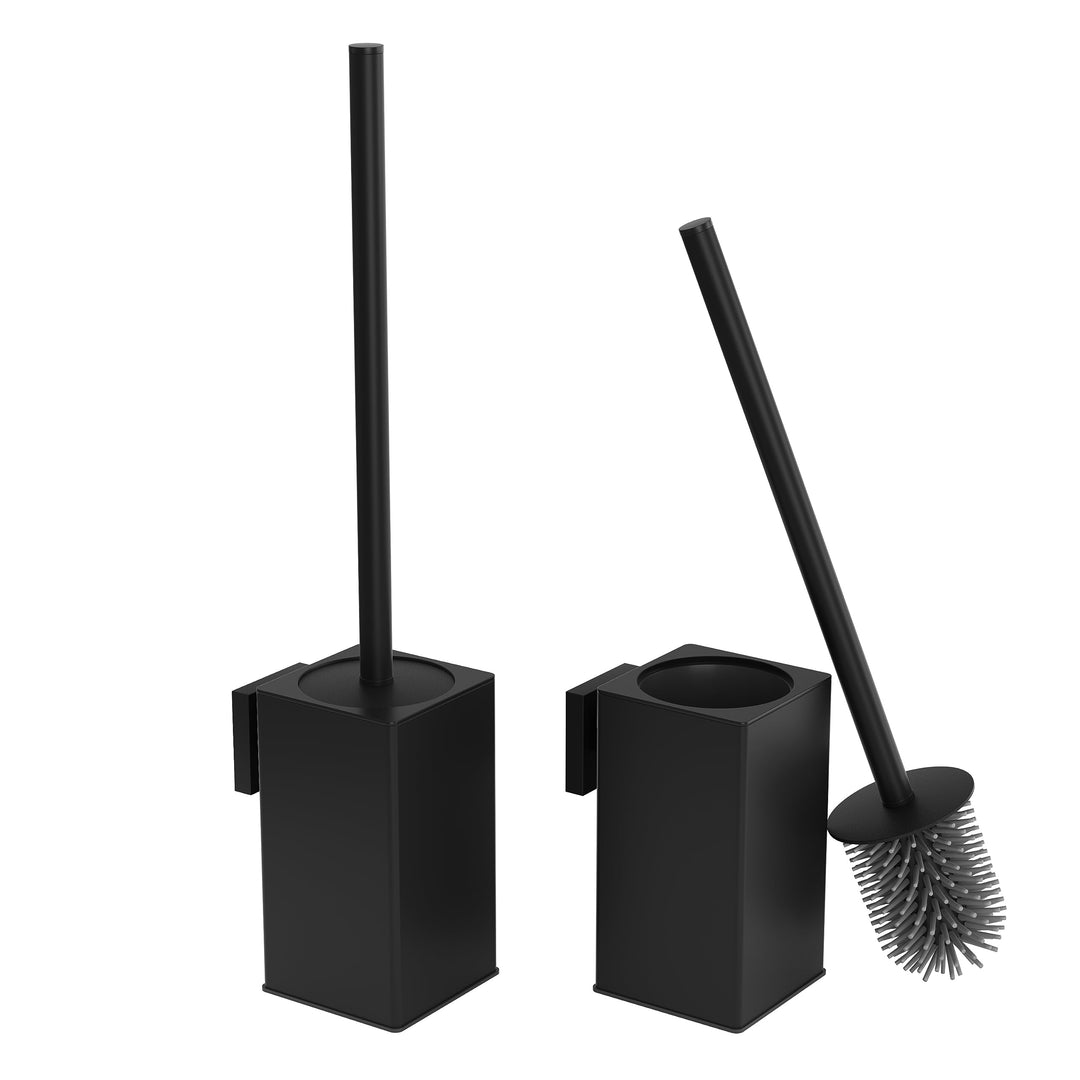 bgl WC-Bürstenhalter zur Wandmontage, 2 Stück Verpackt, Matt Schwarz Toilettenbürste, Metall, Wandmo