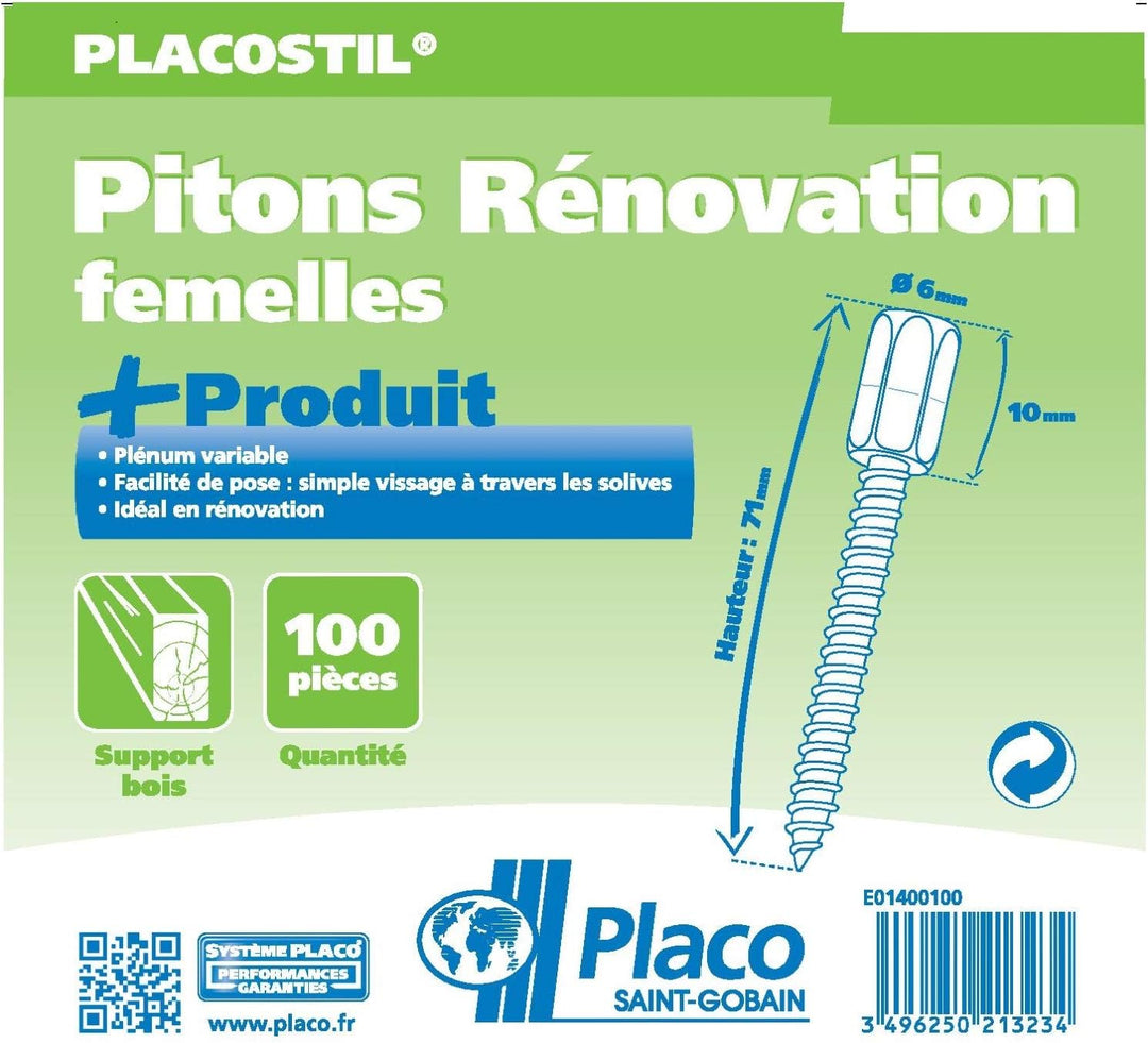 placoplatre e01400100 Piton von Renovierung Buchse Piton Renovierung grau