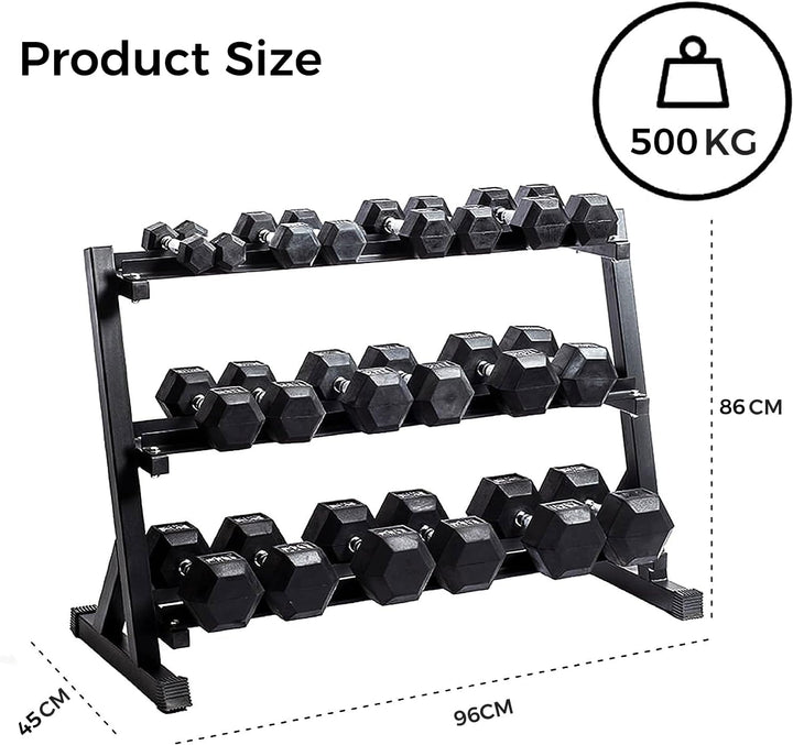 Zlinke Hantelständer Kurzhantelablage, 3 Regale Dumbbell Rack Multilevel Weight Storage Organizer 45