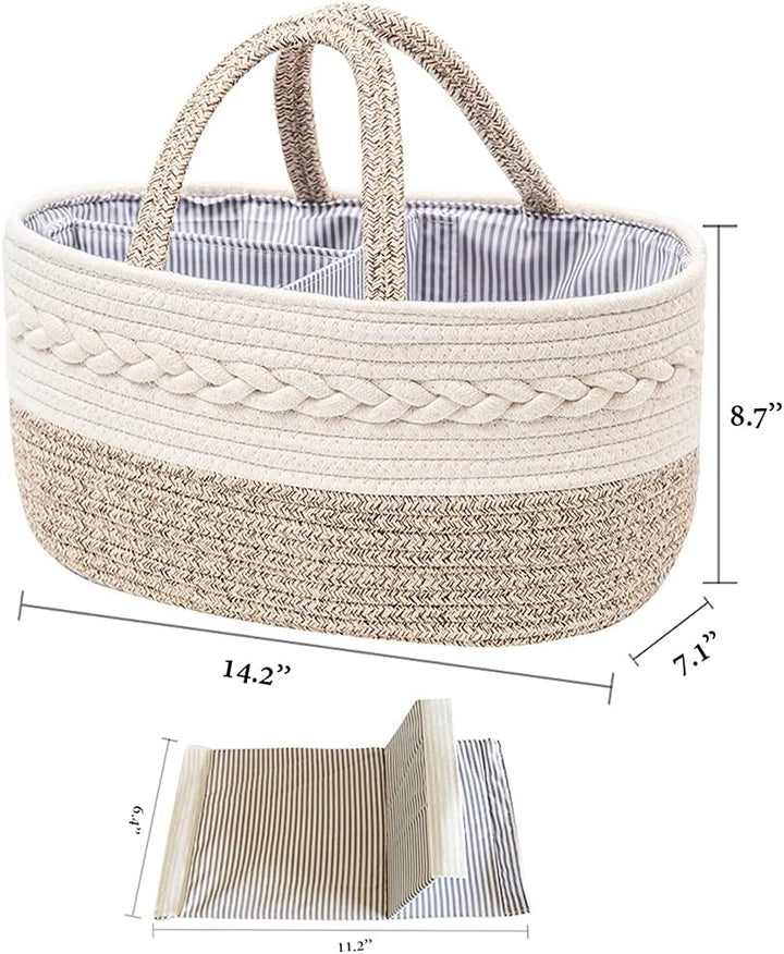 JiA QAQ Baby-Wickeltasche, tragbar, Baumwollseil, gewebte Wickeltasche, Aufbewahrungskorb für Kinder