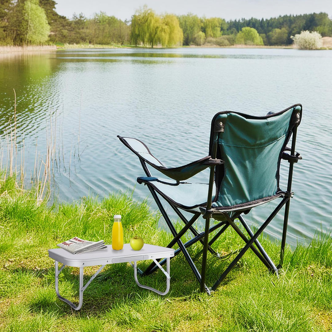 Spetebo Mini Campingtisch weiss klappbar - 56 x 34 cm - Aluminium Klapptisch niedrig - Alu Garten Pi