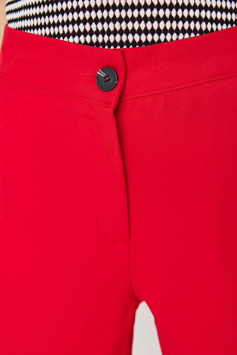 TRENDYOL Damen Trendyol Men's High Waisted Straight Trousers Pants, Rot, 40 EU