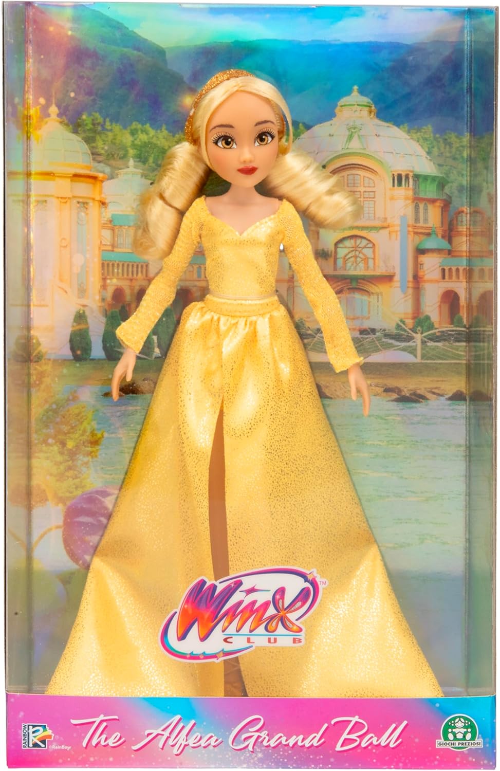 Winx Club Grand Ball Puppe – Stella im funkelnden goldenen Kleid mit Tiara – voll bewegliche Mode-Fe